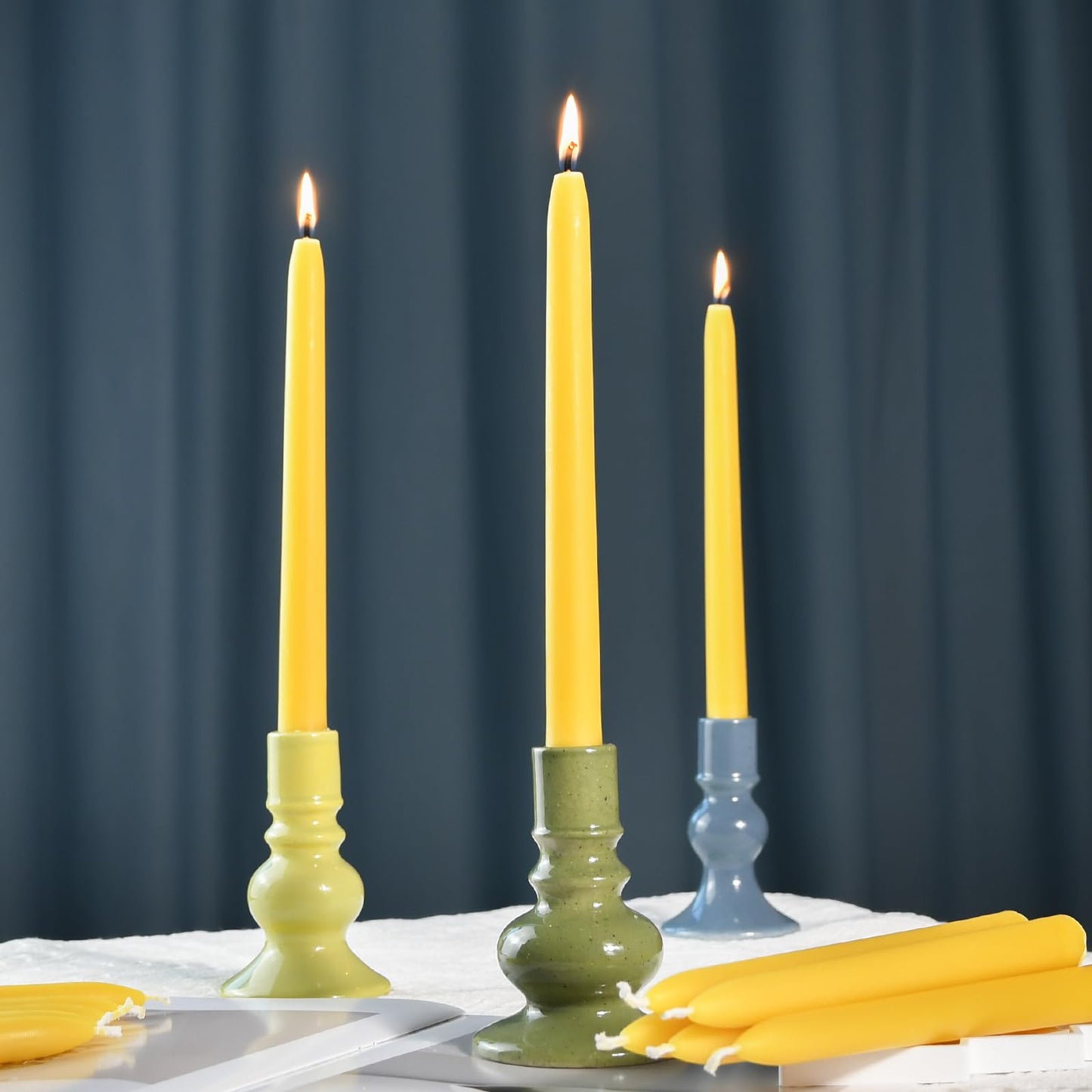 DEYBBY 9 inch Natural Beeswax Taper Candles Set of 6, Smokeless and Dripless Pure Organic Beeswax Candles for Dinner Room Decor Emergency Housewarming Gift, Long Lasting Burning, Nontoxic