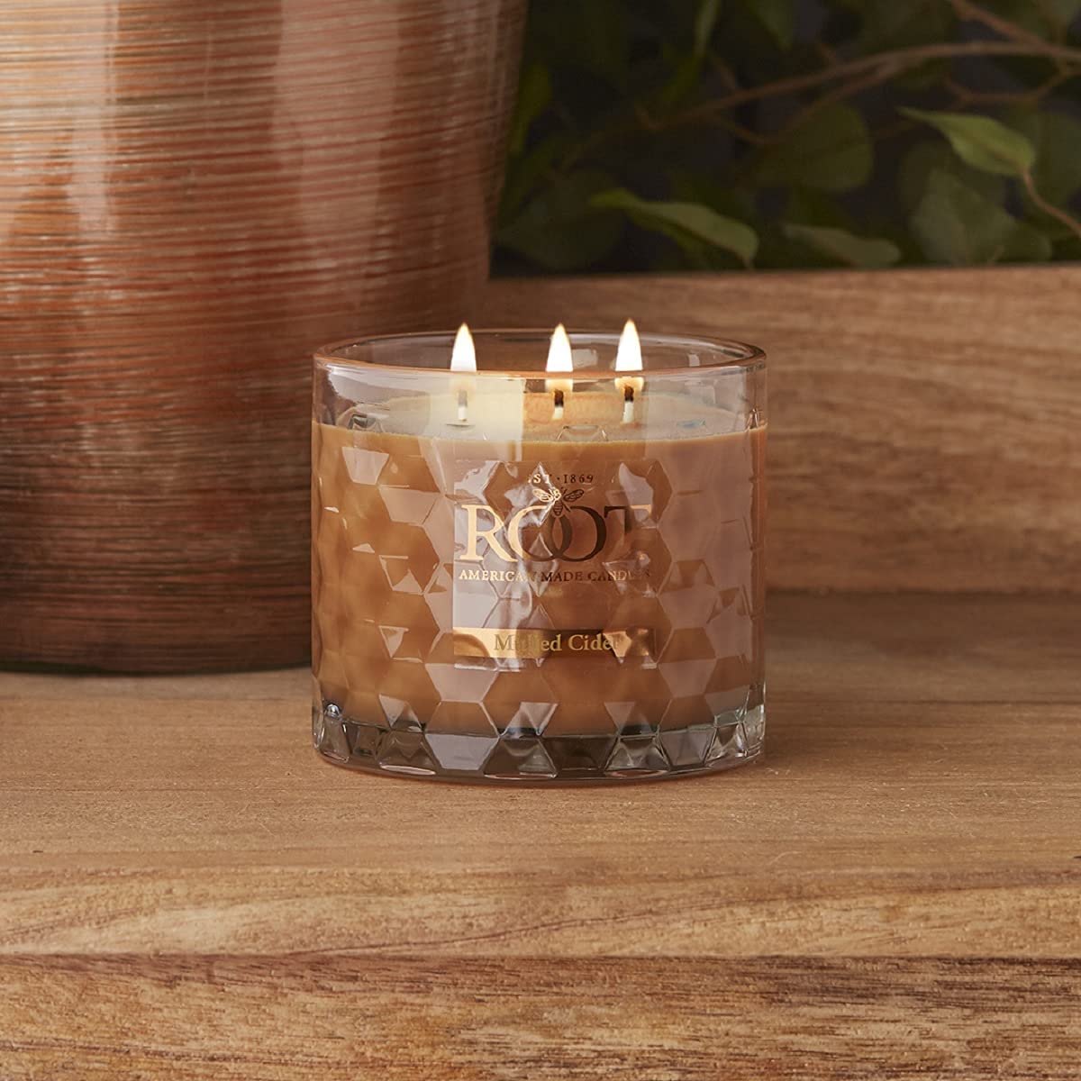 Root Candles Fall Scented Candles Honeycomb Glass Premium 3-Wick Handcrafted Beeswax Blend Candle, 12-Ounce, Mulled Cider