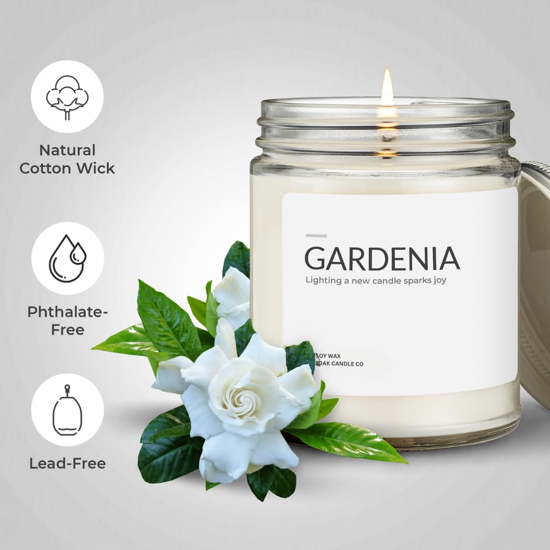 1OAK Gardenia Candle - Soy Wax Scented Candles - Long Burning Premium Hand-Poured (7oz.)