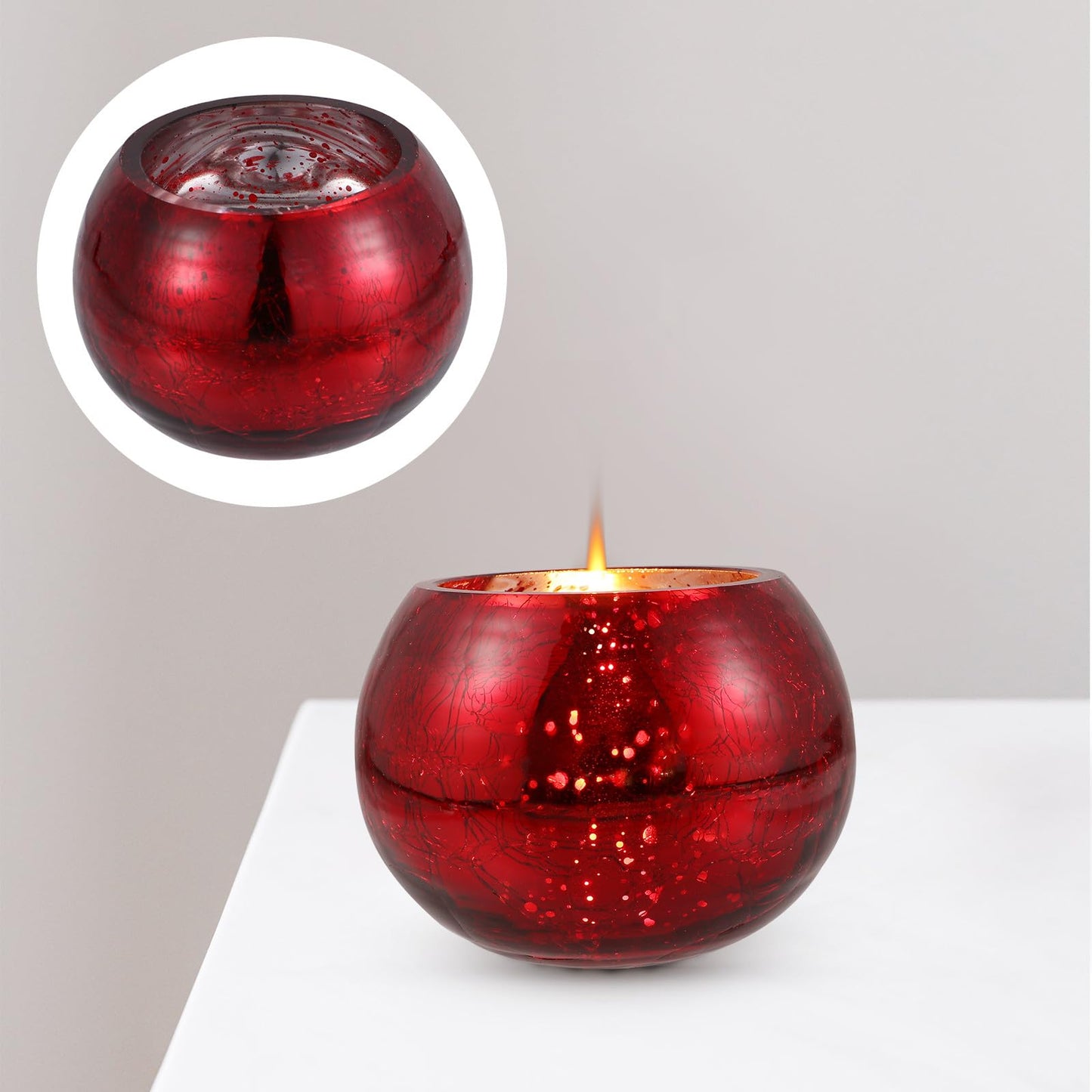Luxshiny Valentine's Day Glass Tealight Holder Red Frosted Floral Pattern Candle Cup Romantic Aromatherapy Decor for Wedding Home Relaxation