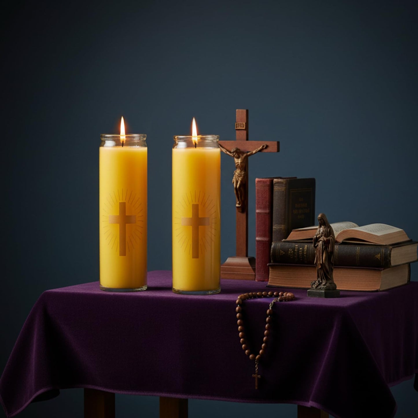 4 Packs Beeswax Prayer Candles, 7 Day Devotional Candles in Glass with 100 Hours Long Burn Time, Natural Scented Memorial Candles Religious Candle for Catholic, Vigil, Church