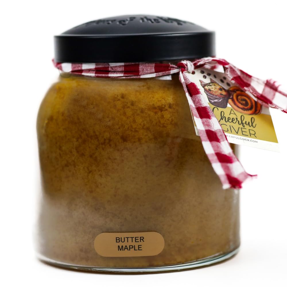 A Cheerful Giver - Butter Maple - 34oz Papa Scented Candle Jar with Lid - Keepers of the Light - 155 Hours of Burn Time, Gift for Women, Brown