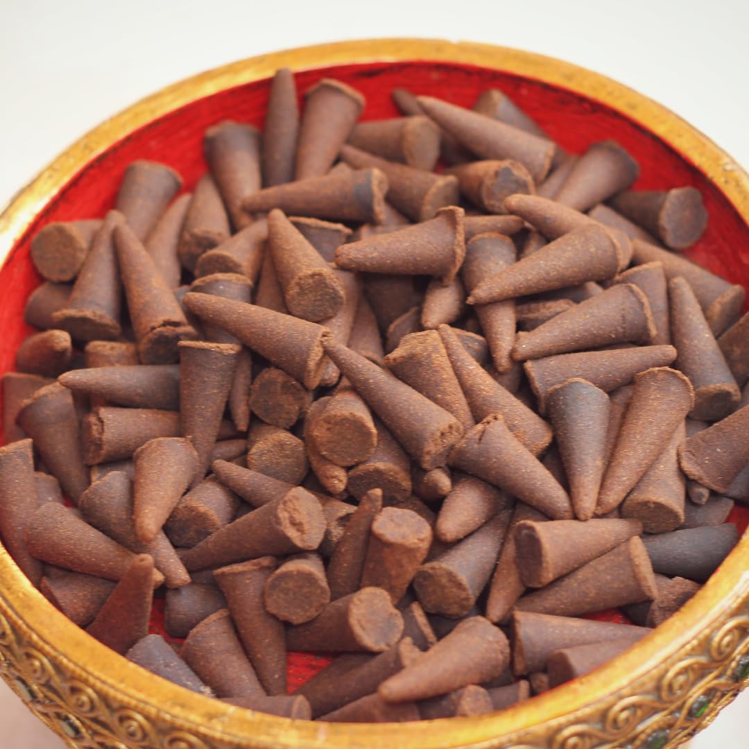 Bless International Coconut 100%-Natural-Incense-Cones Handmade-Hand-Dipped Organic-Chemicals-Free for-Purification-Relaxation-Positivity-Yoga-Meditation The-Best-scents (60 Count)