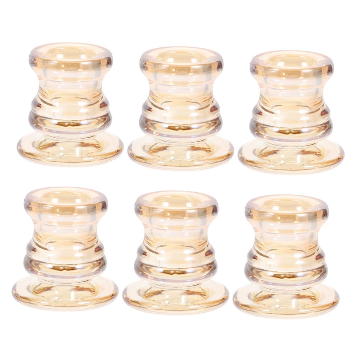 Amosfun 6pcs European Style Glass Tealight Candle Holders Elegant Centerpieces for Weddings Romantic Dinners Home Decor Stable Construction for Use
