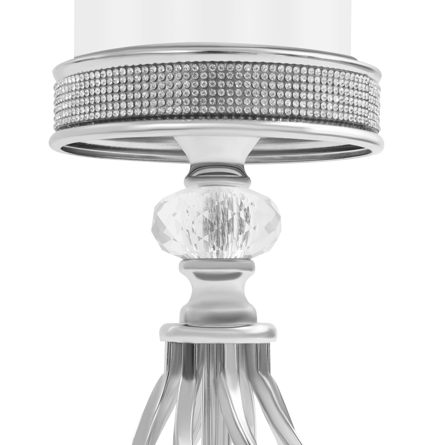 Candle Holder, Crystal Candlesticks Holder Set, Tabletop Pillar Candle Holders for Wedding, Parties, Events, Chirstmas, Home Decor, Table Centerpieces (Silver 01, L)