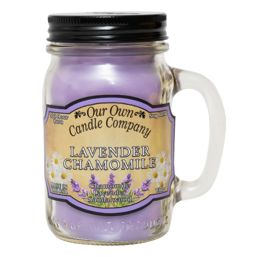 Our Own Candle Company Lavender Chamomile Scented Mason Jar Candle, 100 Hour Burn Time, Made in The USA - 13 Ounces