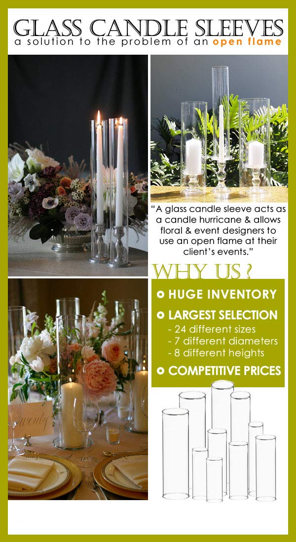 CYS EXCEL 6 PCS (H:18" D:2.5") Open Ended Glass Hurricane Candleholder Tube Shade | Multiple Size Choices Open Flame Candle Chimney Tube Cover | Bottomless Cylinder