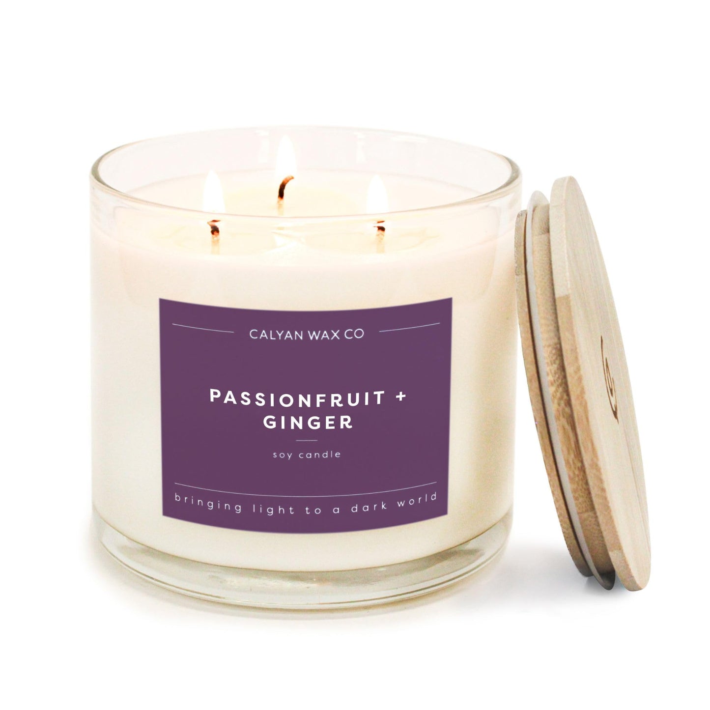 Calyan Wax Co. Passionfruit & Ginger 3 Wick Scented Candle - 43 Hour Burn - Luxury 3 Wick Soy Candles - Clean Soy Wax Candles - Long Lasting Large Glass Jar Candle for Home - 14.9oz