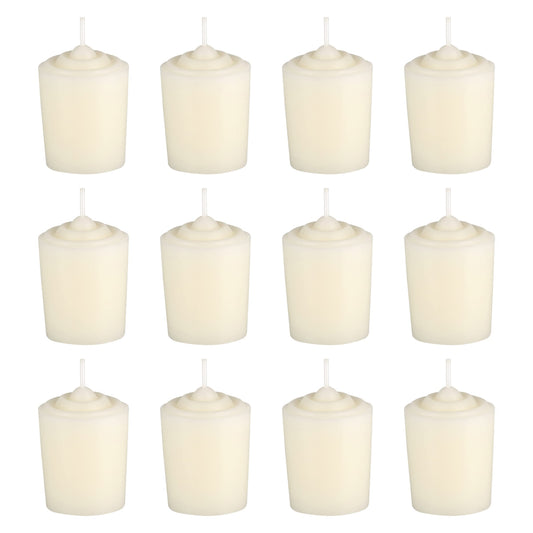 Mega Candles 12 pcs Unscented Ivory Votive Candles, Hand Poured Wax Candle 15 Hours 1.5 Inch x 2.25 Inch, Home Décor, Wedding Receptions, Centerpieces, Occasions, Events, Meditations, Holders