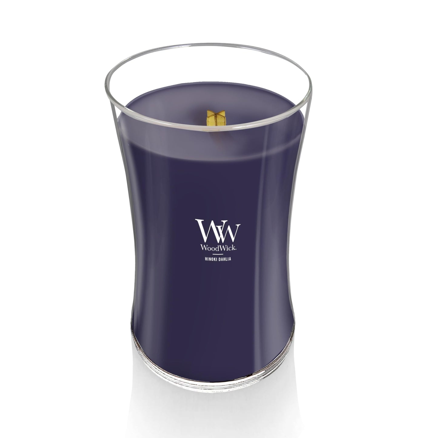 WoodWick Large Hourglass Candle Hinoki Dahlia - Premium Soy Blend Wax Pluswick Innovation Wood Wick Made in USA