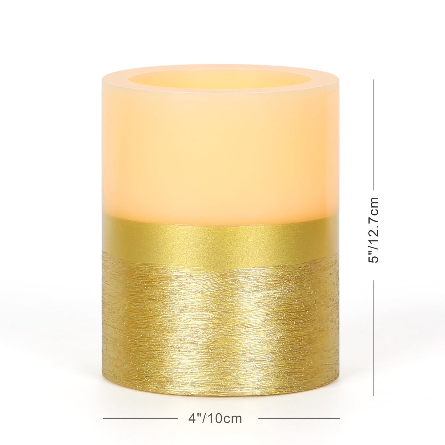 Flickering Flame LED Pillar Candle, Gold Flameless Candle with Timer, 5 Inches Height, Home Decoration, Party Celebration