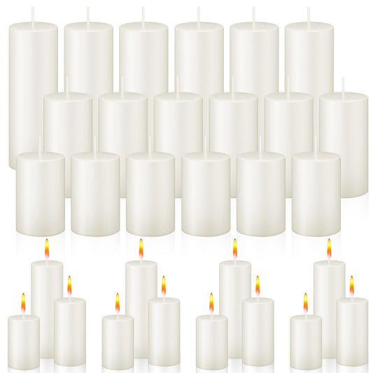 MTLEE 18 Pcs Pillar Candles Long Burning Unscented Candles Bulk for Wedding Church Party Spa Lantern Fireplace Restaurants Home Household Decor(2 x 3 Inch, 2 x 4 Inch, 2 x 6 Inch,Beige)