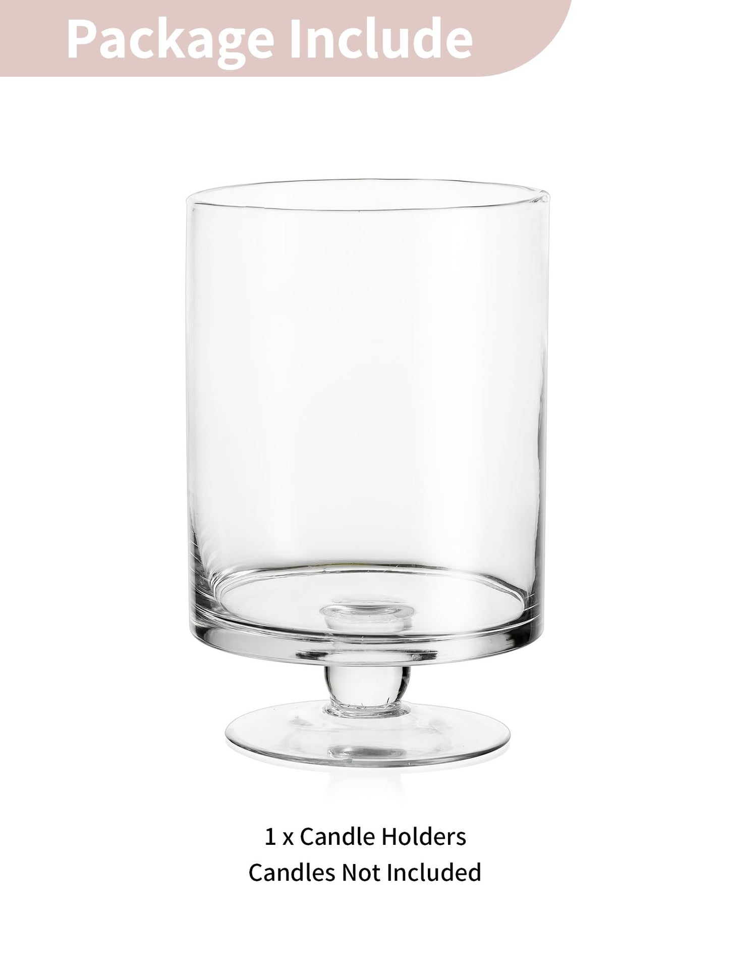 Glass Candle Holder for Pillar Candles - Large Glass Vases for Table Decoration, Clear Hurricane Candle Holder for Wedding Christmas Halloween Party Centerpiece Dining Room Decor, Gifts for Women