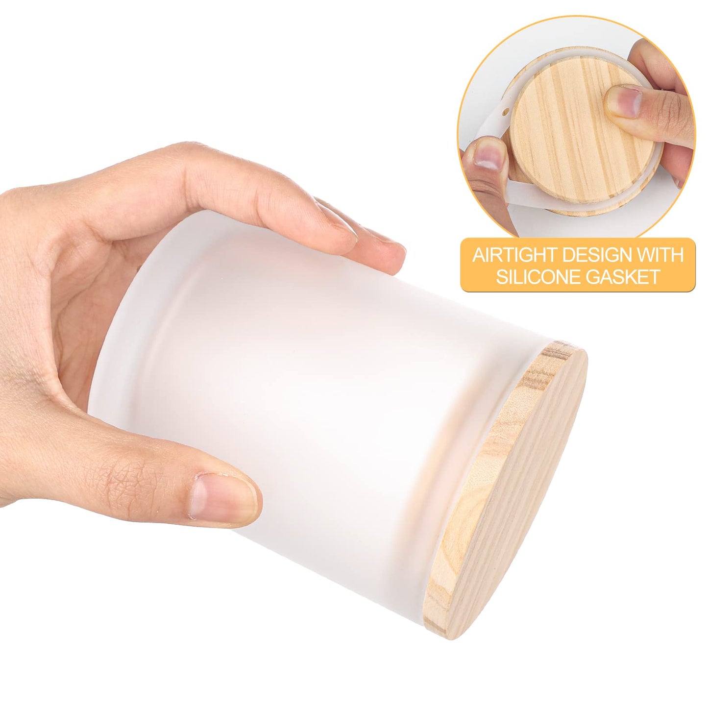 SHOWIN Thick Candle Jars for Making Candles 20 Pcs, 7 OZ Empty Jars with Wood Lids for Candle Making, Sample Container, Frosted White