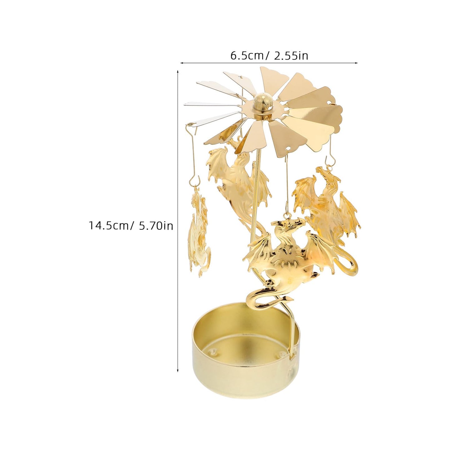 Cabilock Metal Rotary Tealight Holder: Carousel Candlestick - Heat-Activated Spinning Candle Holder Dragon Motif for Festive Occasions Romantic Ambiance