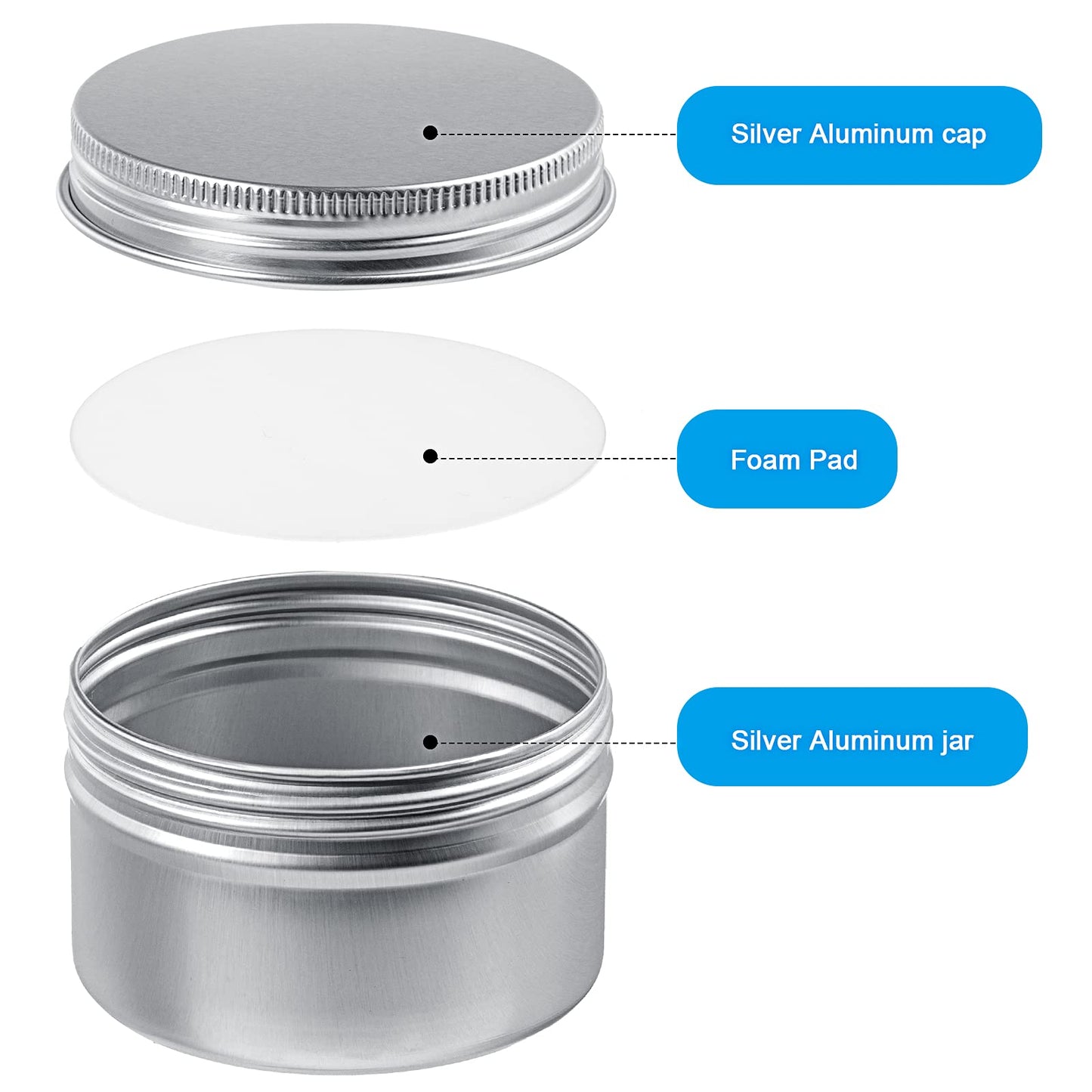 Patelai 36 Pcs 4 oz Metal Round Tins Aluminum Tin Cans Salve Tins Containers with Screw Lid 10 Sheets Stickers for Salve Spice Candies Balms Candles(Silver)