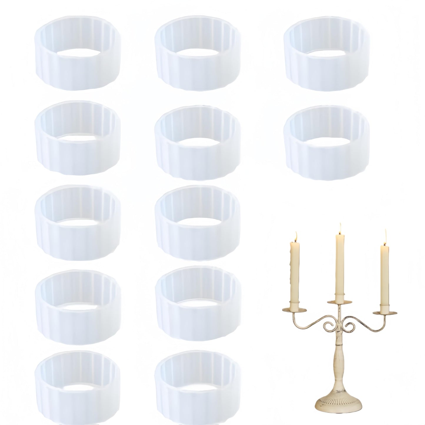 12 Pcs Rubber Candle Hugger, Candle Grips for Taper Candles Rings Accessories Bougie Upright and in Place for Taper Bougie Cups