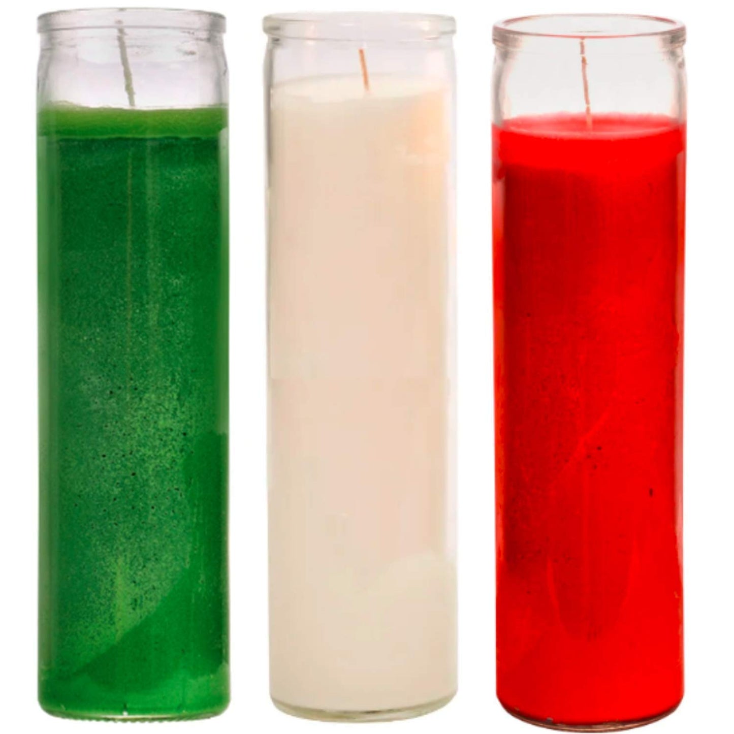 TopNotch Outlet Prayer Candles - Green White and Red Wax Candle (3 Pack) Perfect to Show Country and Religious Pride - Glass Jars Candle Set - Jar Candles - Independence Decor - Mexico Freedom Flag