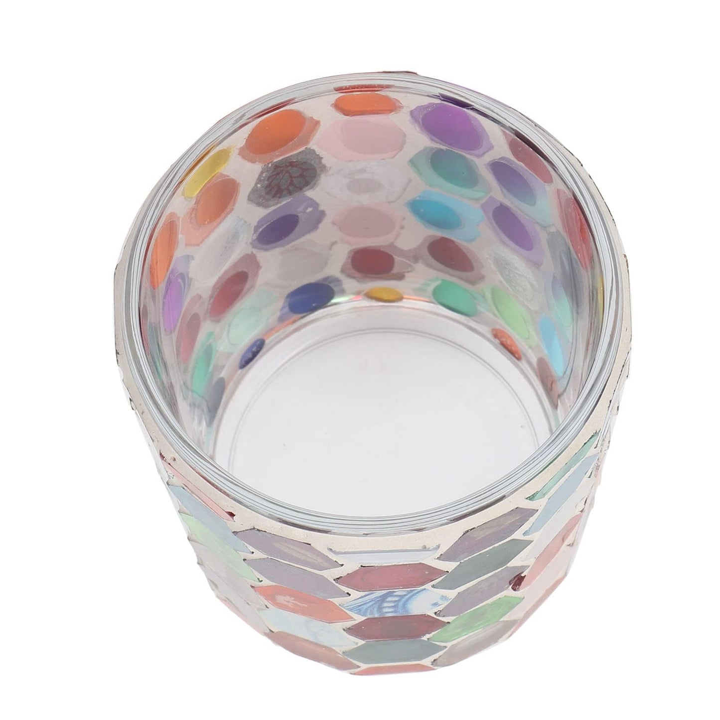 Votive Candle Holder, Glass Tealight Candle Holder with Mosaic Pattern Romantic for Essential Oil Diffuser, Table Centerpiece, Bath Decor