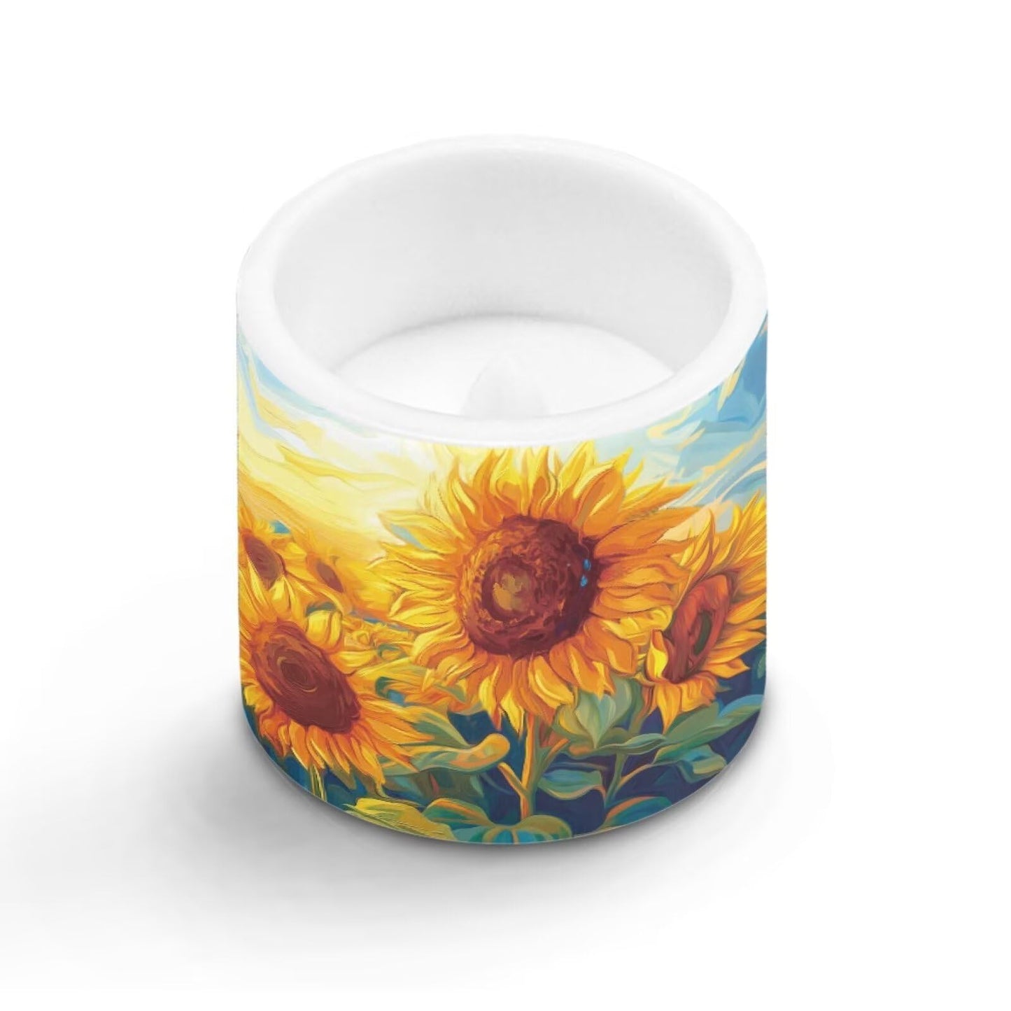 Cozeyat Sunflower Flameless Candles 4 Pack Battery Operated with Remote Control Timer LED Pillar Candles Waterproof for Indoor Outdoor Use