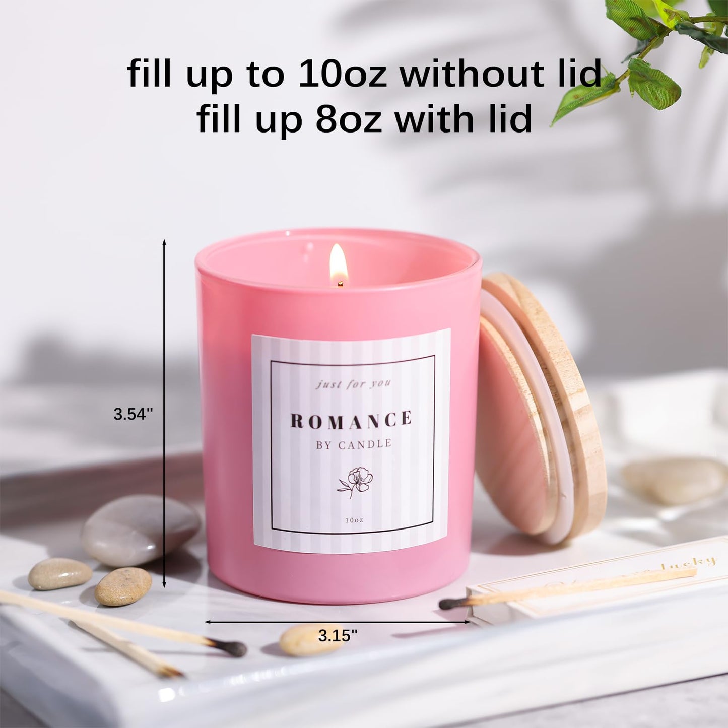 12Pcs Assorted Pink Candle Jars for Making Candles, 10oz Empty Candle Jars with Bamboo Lids and Labels, Glass Candle Jar for Candle Making Supplies, Candle Containers for DIY Gifts