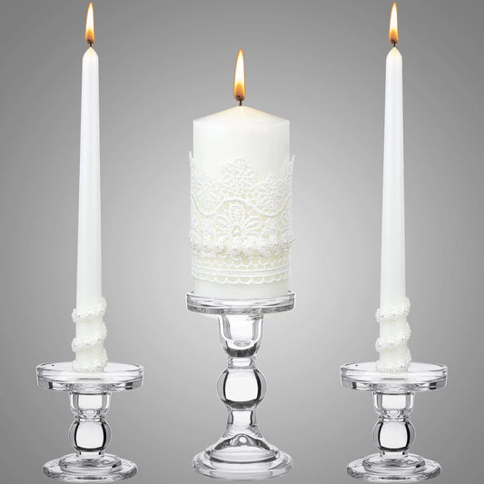 Irenare Unity Candles with Holder for Wedding Ceremony Wedding Decortions Accessories Glass Candle Holder Pillar Candle for Formal Events Church(Classic Style)
