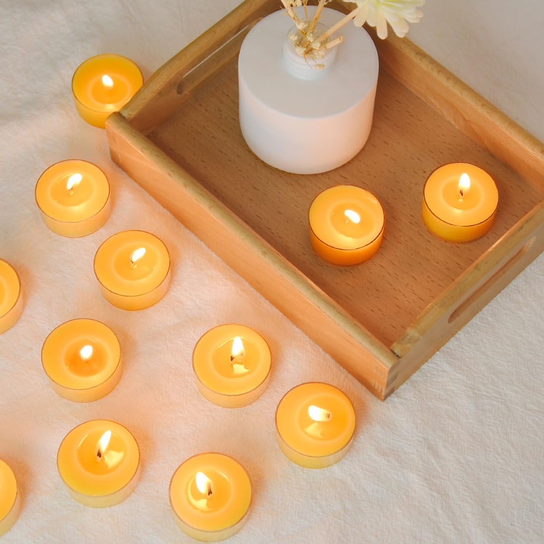 50 Candles +4 Glass Candle Holders