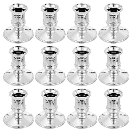 Zerodeko 12 Pack Plastic Decorative Candle Stands Taper Candle Base Holder Set for Tabletop Wedding