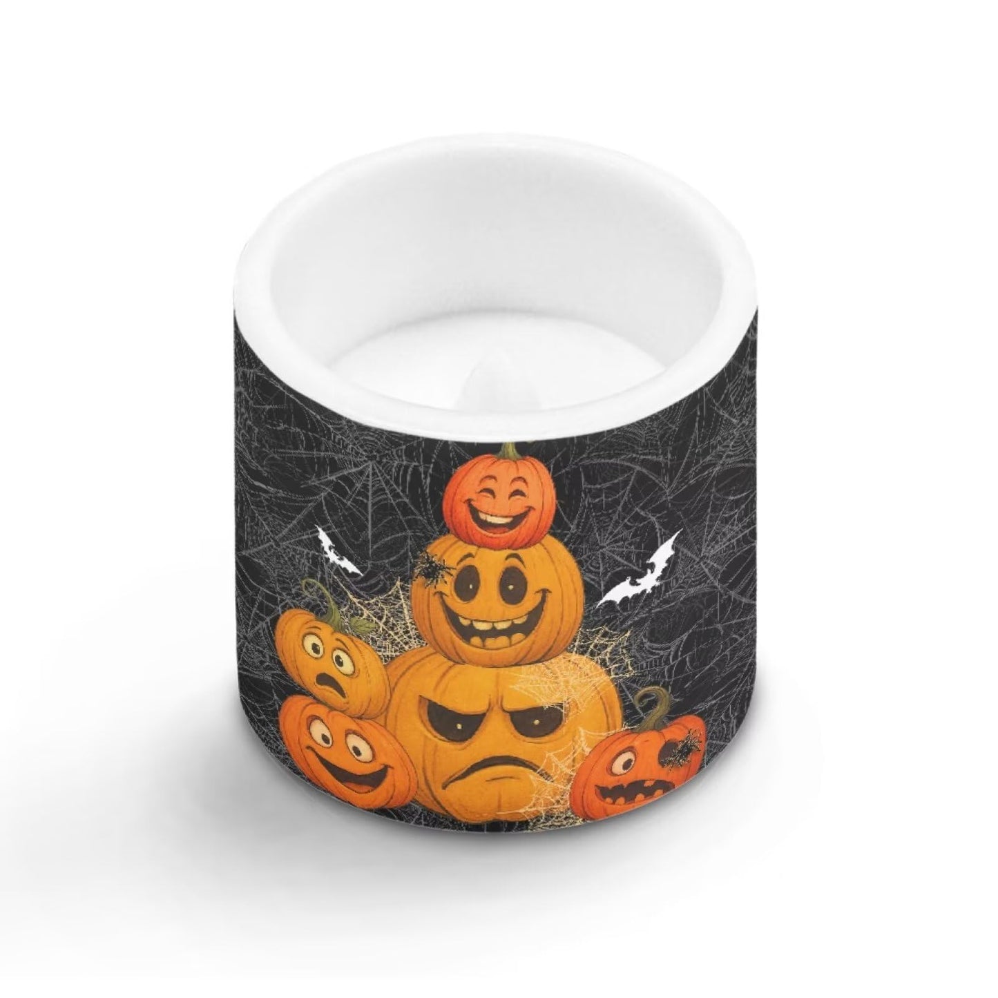 Merkmak Halloween Outdoor Flameless Candles with Remote Battery Operated LED Pillar Candles with Timers Tea Lights for Party Home Living Room Decor, Spider Web Bat Pumpkin Print