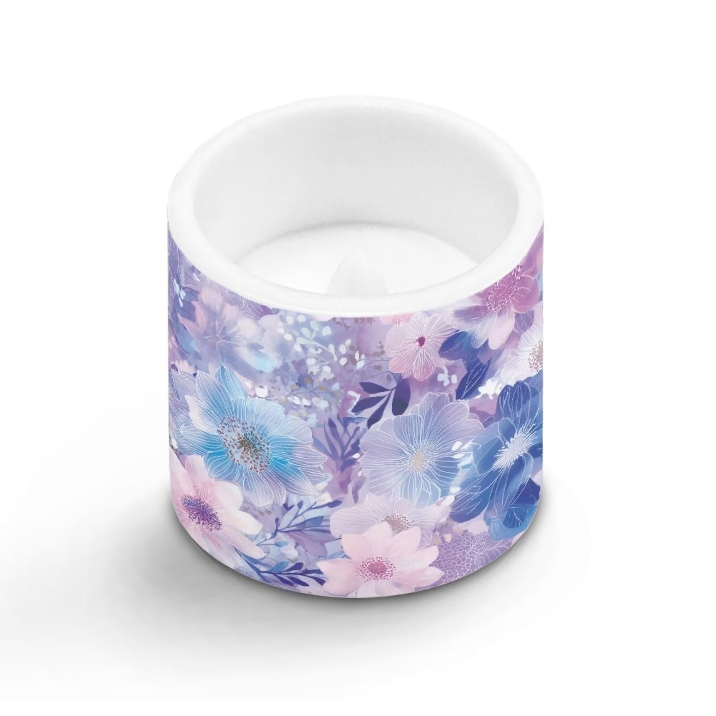Cozeyat Purple Floral Flameless Candles 4 Pack Battery Operated with Remote Control Timer LED Pillar Candles Waterproof for Indoor Outdoor Home