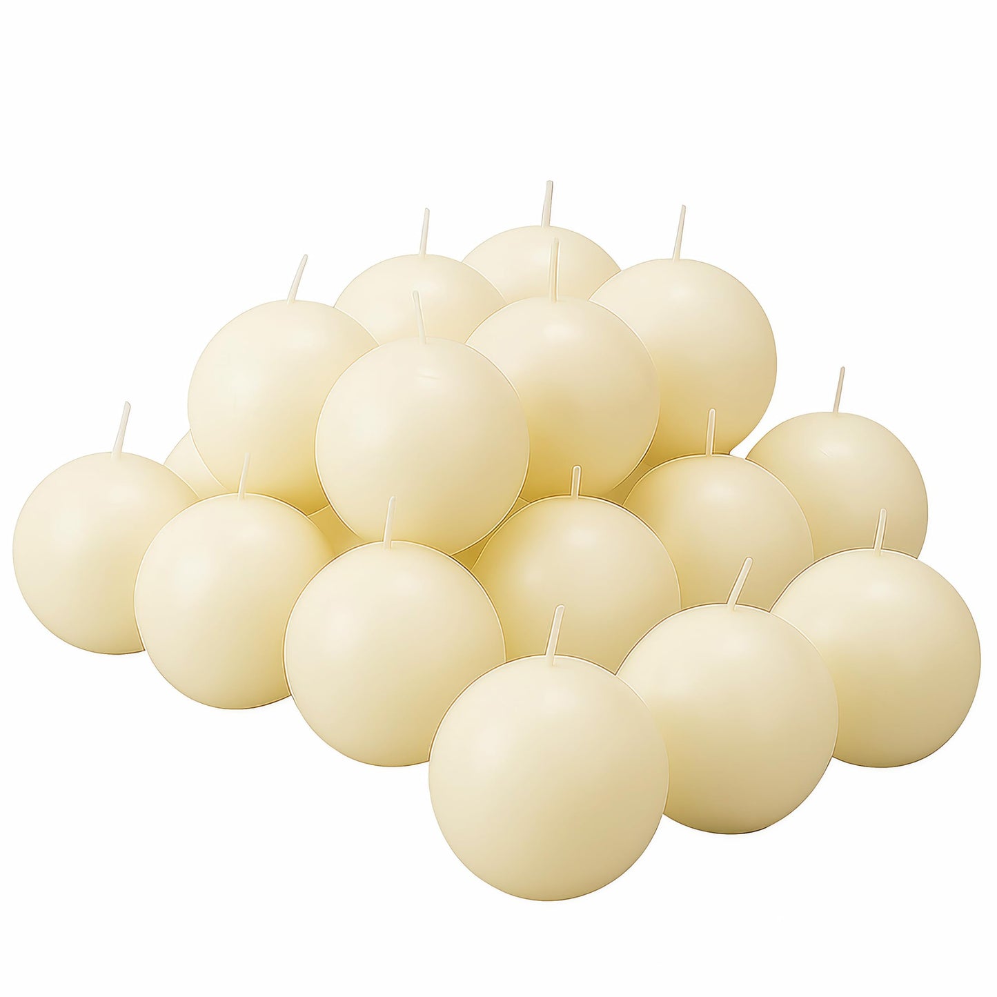 Trxvxo 18 PCS Ivory Round Candles,3 in Ball Candles Bulk Set,Dripless Unscented Smokeless，Whether You're Hosting a Wedding or Other Party, or Decorating Your Home,It's a Great Choice.