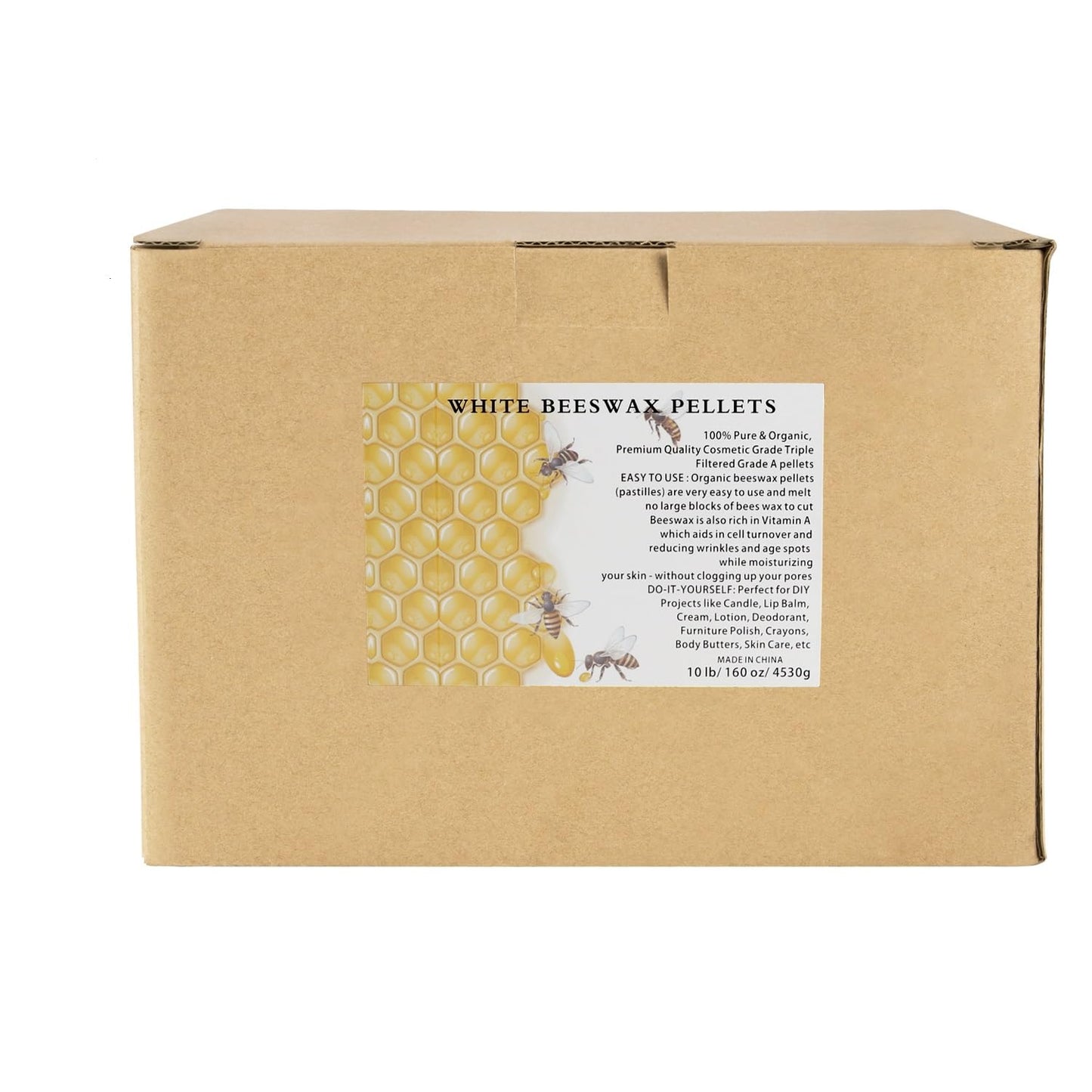 Grcdoyvl Natural White Beeswax Granules (10-Pound) | Unrefined Pure Material for DIY Projects | Candle Making, Skin Care, Lip Balm, Soap Base | Organic Beeswax Pellets