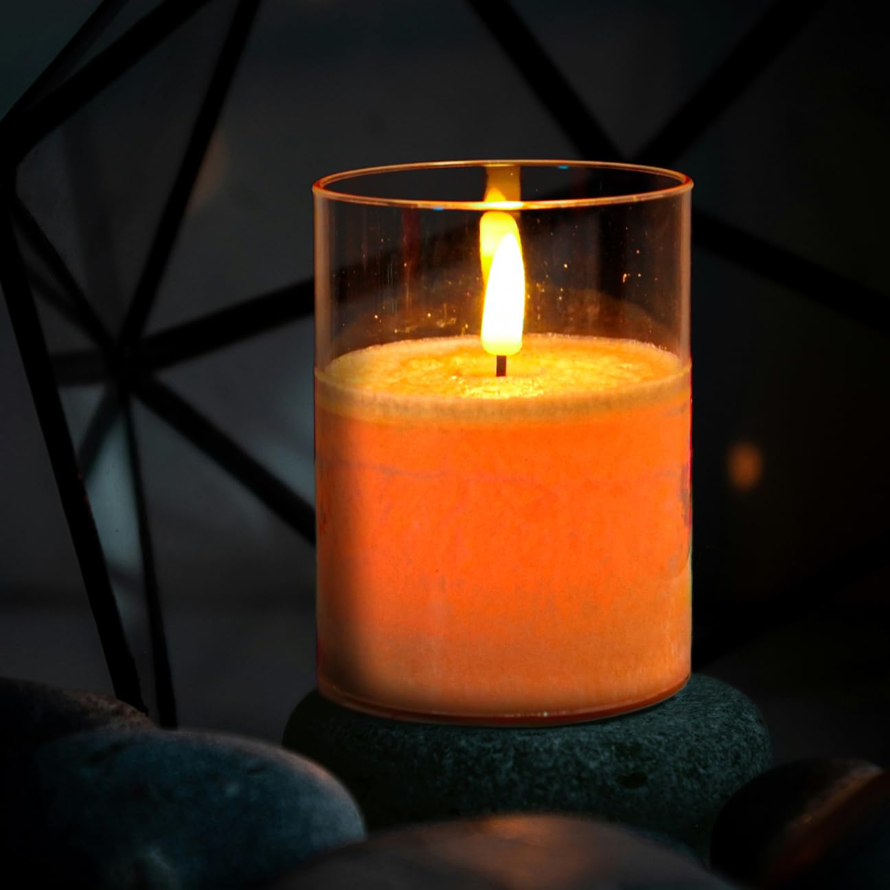 NICEME 3PCS LED Multi Colored Flameless Candles Acrylic Pillar Battery Operated Flickering Flame Color Changing Candles with Remote Control Real Wax Electric Fake Candles Ice Crystal, D3” x H4” 5" 6"