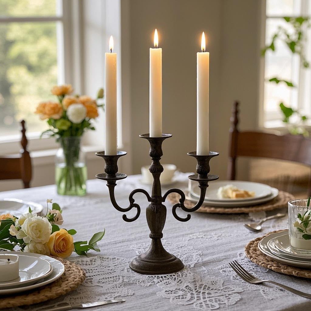 12-Pack Ivory Taper Candles, 10 Inch Unscented Dripless Candlesticks, Long-Lasting Burn Time of 7-8 Hours, Perfect for Home Décor, Weddings, and Events
