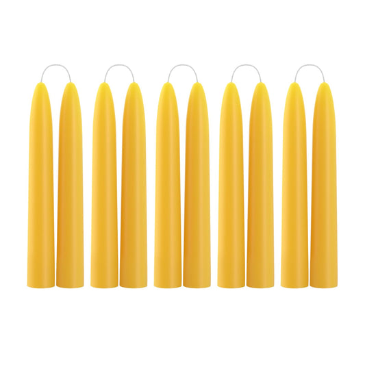 10 Pack 100% Pure Natural Beeswax Taper Candles, 6 Hours Long Burning Emergency Beeswax Candles Sticks, 6 inch Organic Bees Wax for Home, Prayer, Christmas, Party | Unscented, Smokeless, Dripless