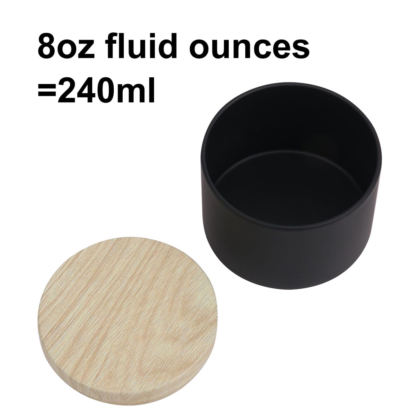 Biugaaufai 24 Pack 8 OZ Black Metal Candle Tins, Round Candle Tins with Wood Grain Lids for DIY Candle Making and Storage