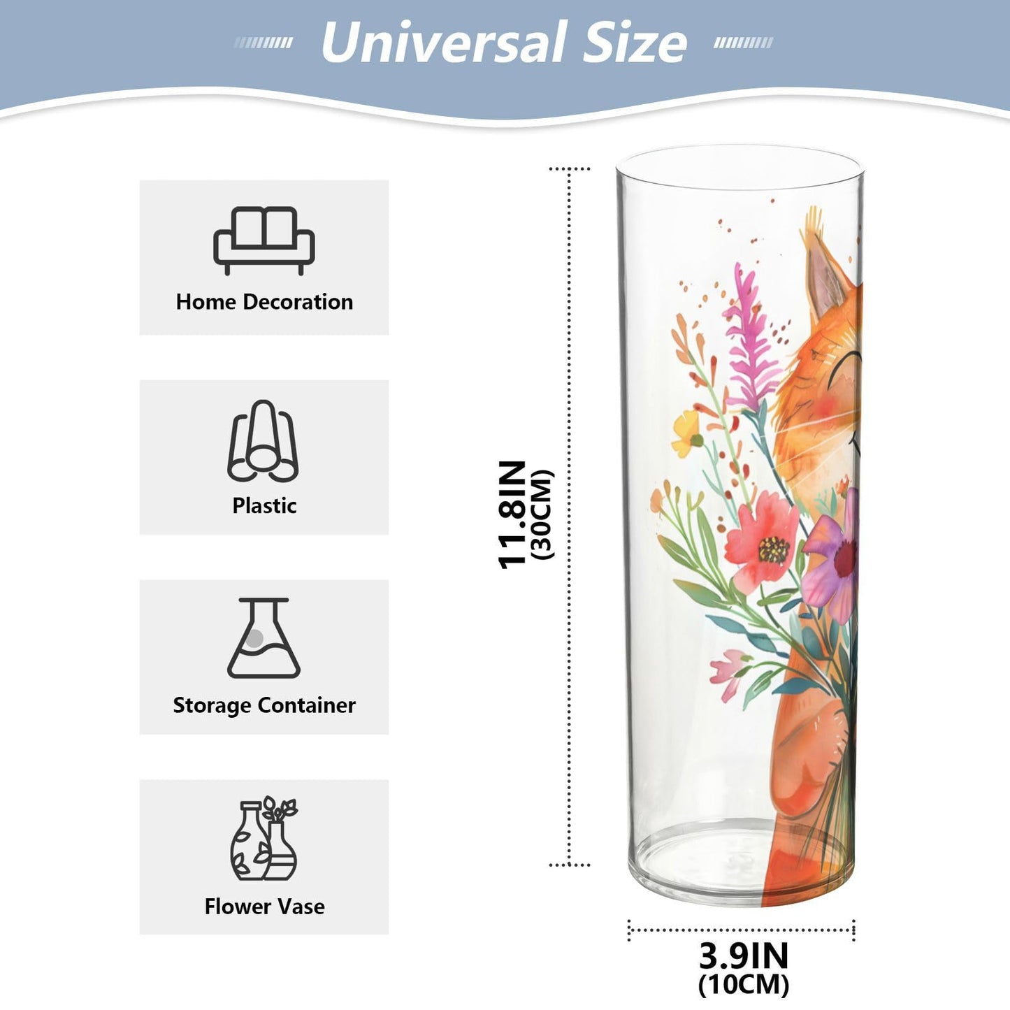 Cartoon Orange Cat Flower Vase Bud Vase Home Decor for Dining Table Office Bedroom Living Room