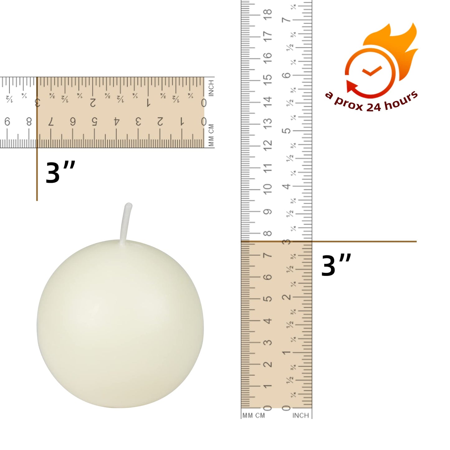 3 Inch Pale Ivory Ball Candles