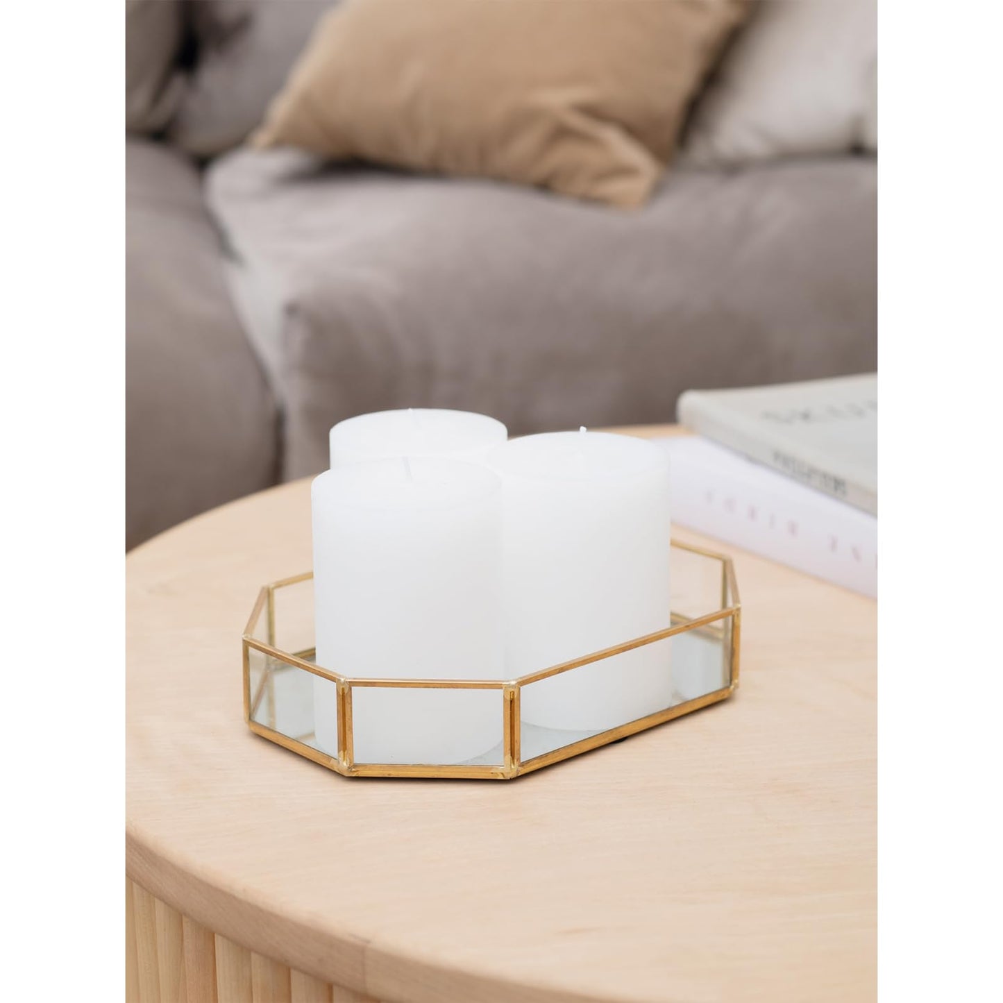 CANDWAX 3x4 Inch Pillar Candles Bundle - 3 White, 3 Dark Blue, 3 Red Candles - Unscented Decorative Candle - 9 Pack