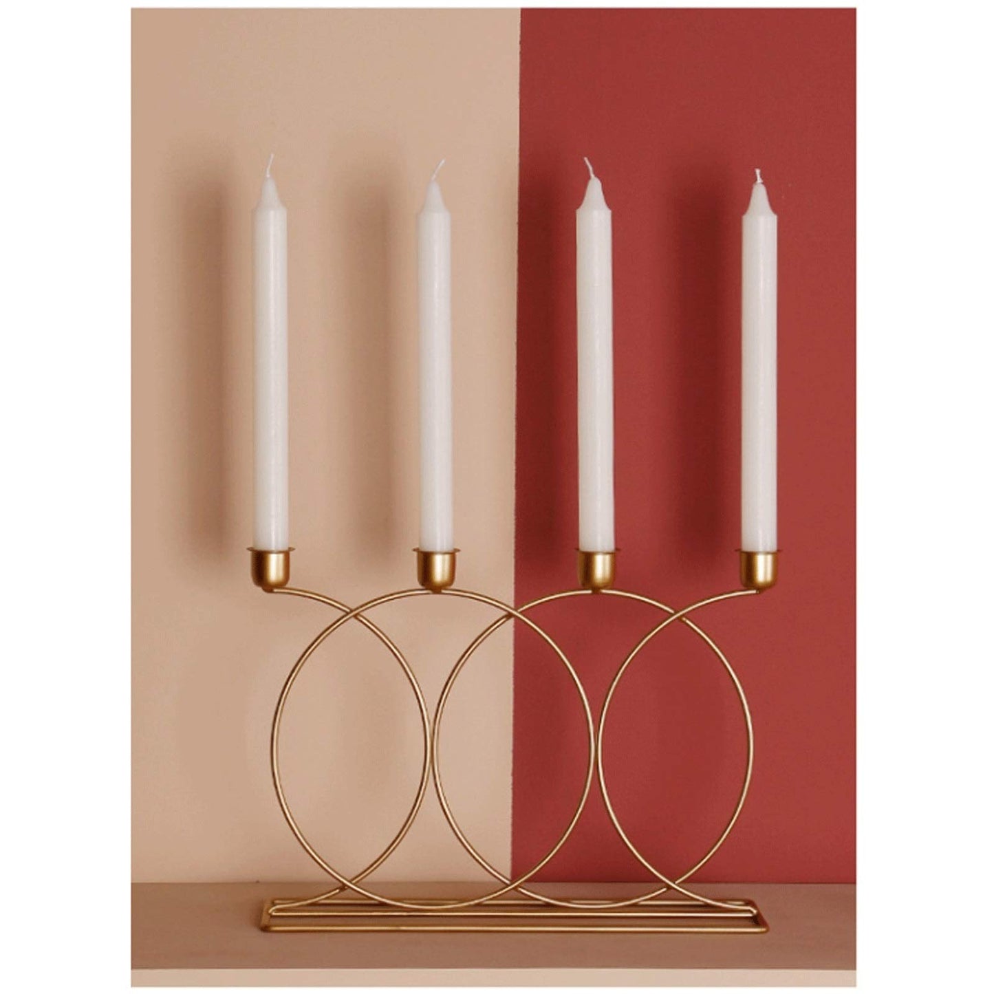 Candle Holderss Golden Taper Candle Holders Wrought Iron 4-Candles Fireplace Candelabra Candlestick Holder Centerpieces for Mantle Wedding Party Dinner Table Decoratin Decorative Candlestick