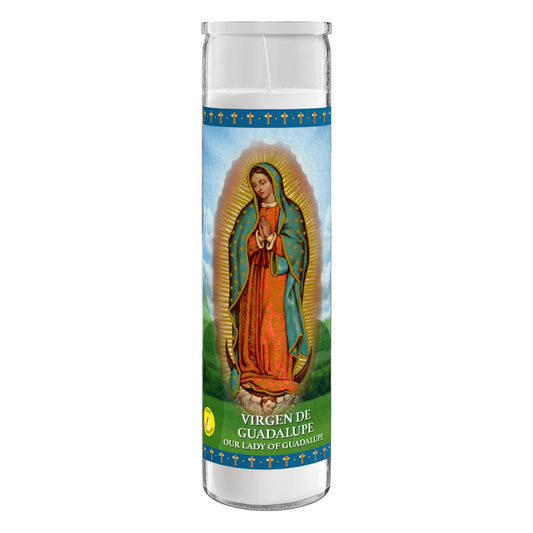 Simply Soson Lady of Guadalupe Prayer Candle, 1 piece, Great for Sanctuary Vigils and Prayers, Unscented Glass Candle Set, Jar Candles, Devotional Spiritual Religious Church Cemeteries