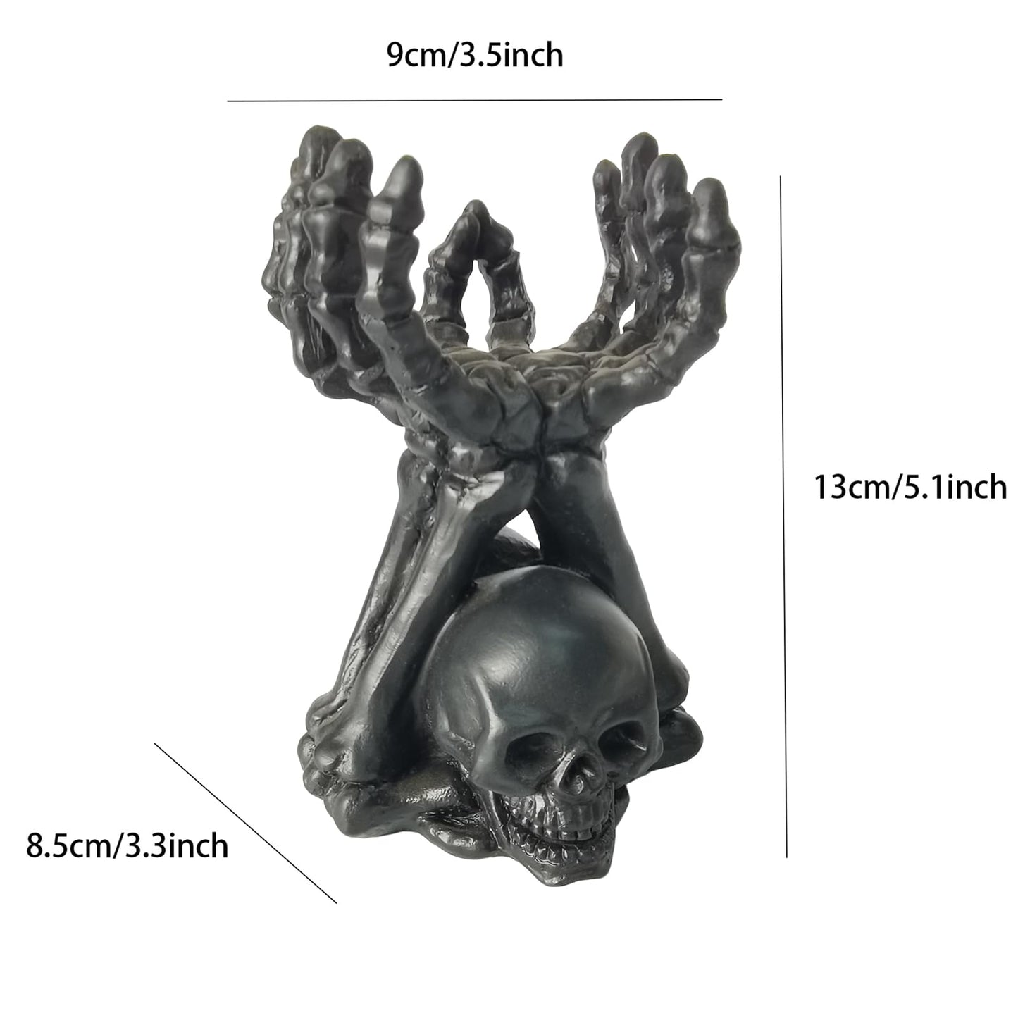 ZASEUCI Gothic Candle Holder & Hand Jewelry Holder – Skeleton Hand Organizer for Rings, Bracelets, Necklaces | Heavy-Duty Polyresin Display, Dark Decor for Halloween Gifts & Gothic Home Office
