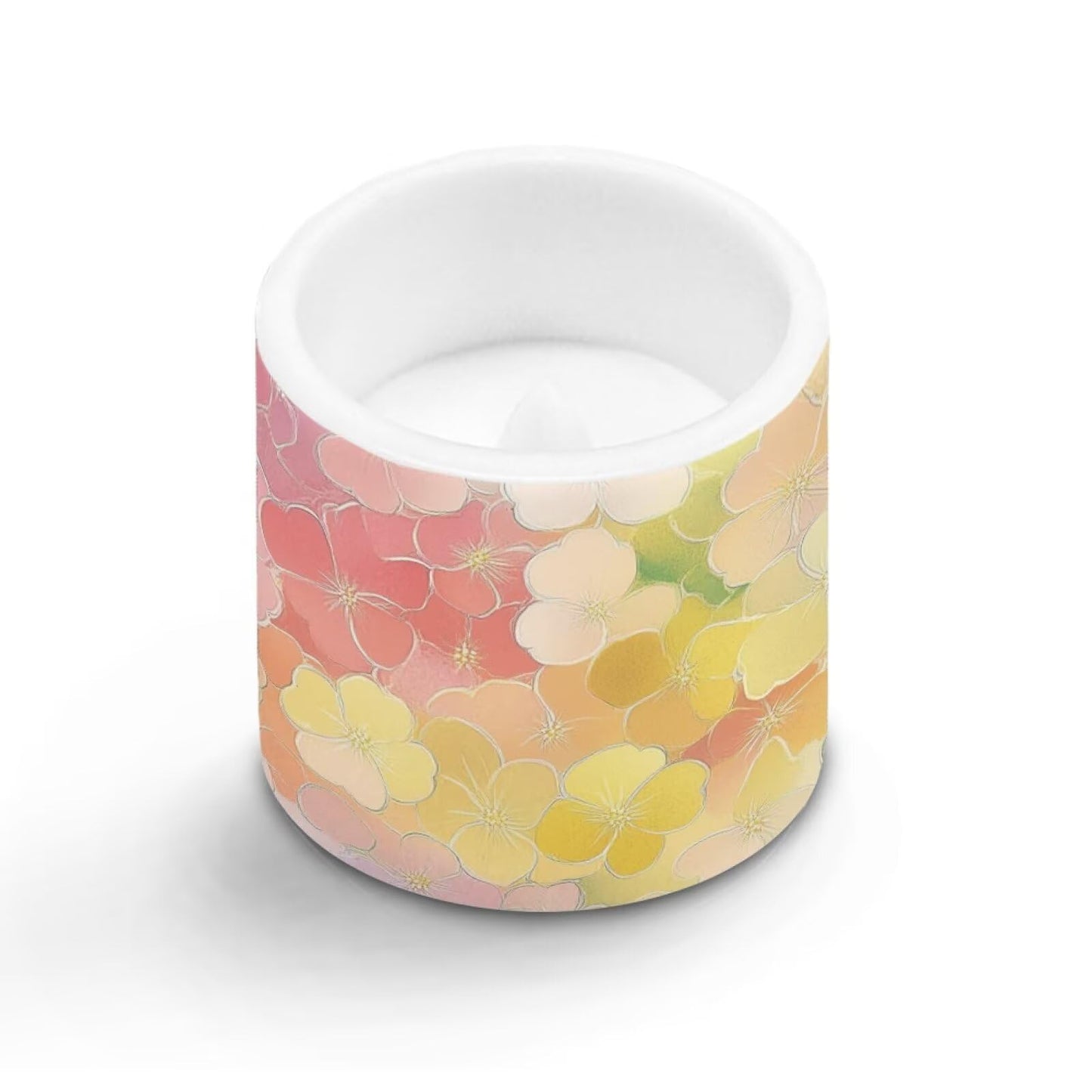 Cozeyat Colorful Floral Flameless Candles 4 Pack Battery Operated with Remote Control Timer LED Pillar Candles Waterproof for Home Patio Beach Garden