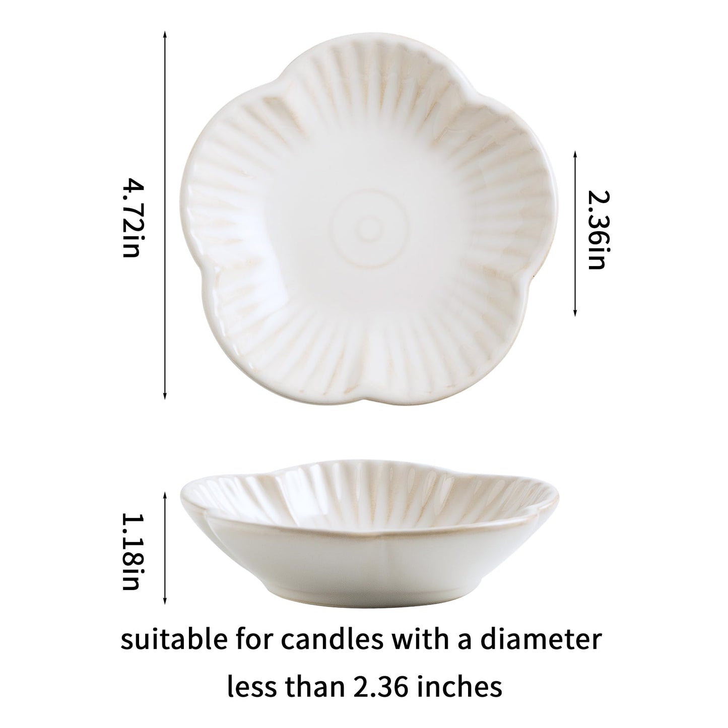 BEUNAIZER Ceramic Pillar Candle Holder Plates, Decorative Candlestick Holder, Tea Light Incense Santo Palo Holders, for Dinning, Party, Wedding, Birthday, Anniversary Decorations, 1pack (White)