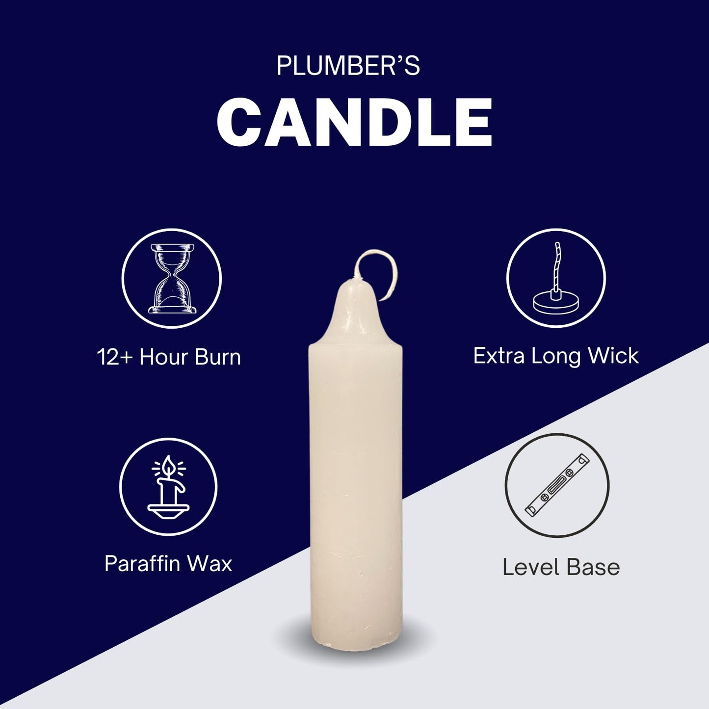 12-Hour White Candle – Long-Burning, Dripless, Smokeless Plumber's Candles Ideal for Candle Lanterns, Luminaries, Camping, Emergency & Survival Preparedness (20)