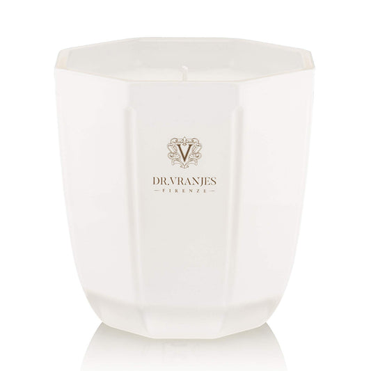 Dr. Vranjes - Decorative Candle Perla - Ginger Lime 200 gr / 7 oz, Scented Candle, Refined Colored Glass Vessel Hand-Made, Octagonal Form, Color White, Made in Italy