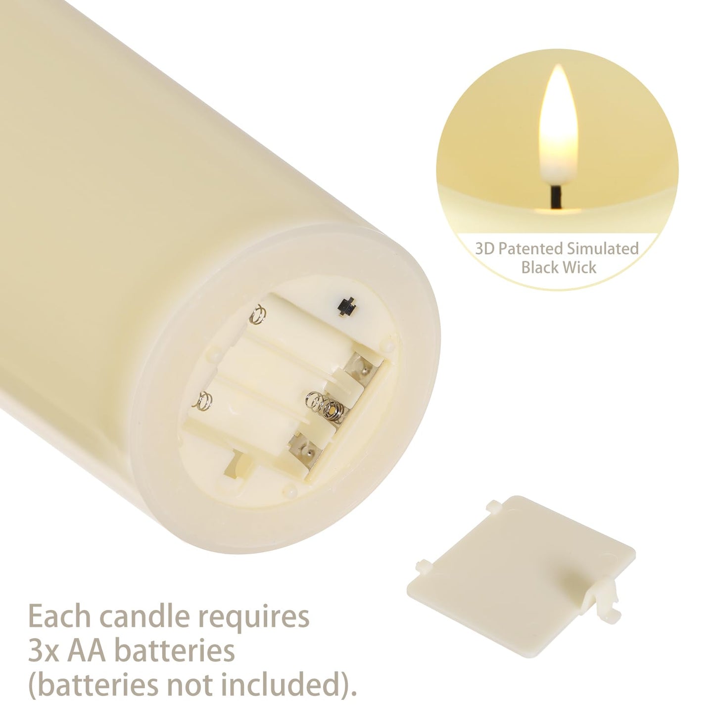 HJANDHJ Outdoor Candles with Timer, Waterproof, Large Flickering Flameless Candles with Remote, 4" x 12", Battery Operated, Long Lasting, Set of 2