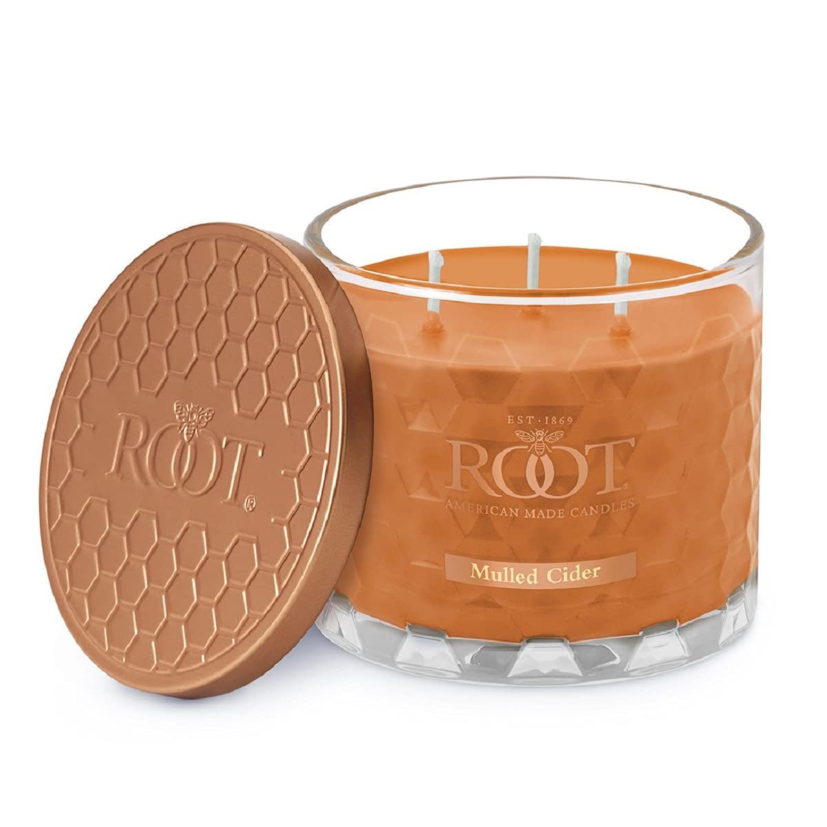 Root Candles Fall Scented Candles Honeycomb Glass Premium 3-Wick Handcrafted Beeswax Blend Candle, 12-Ounce, Mulled Cider
