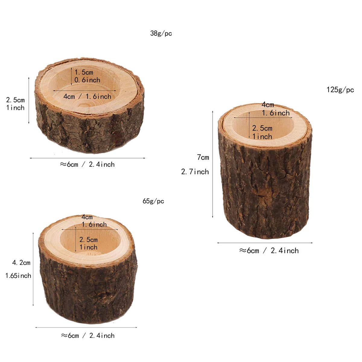 Yikko Wooden Tea Light Candle Holders, Personalized Wooden Votive Tealight Holder for Wedding Centerpieces for Table, Wedding |Birthday Party |Valentine's Day |Home Decoration - Set of 6