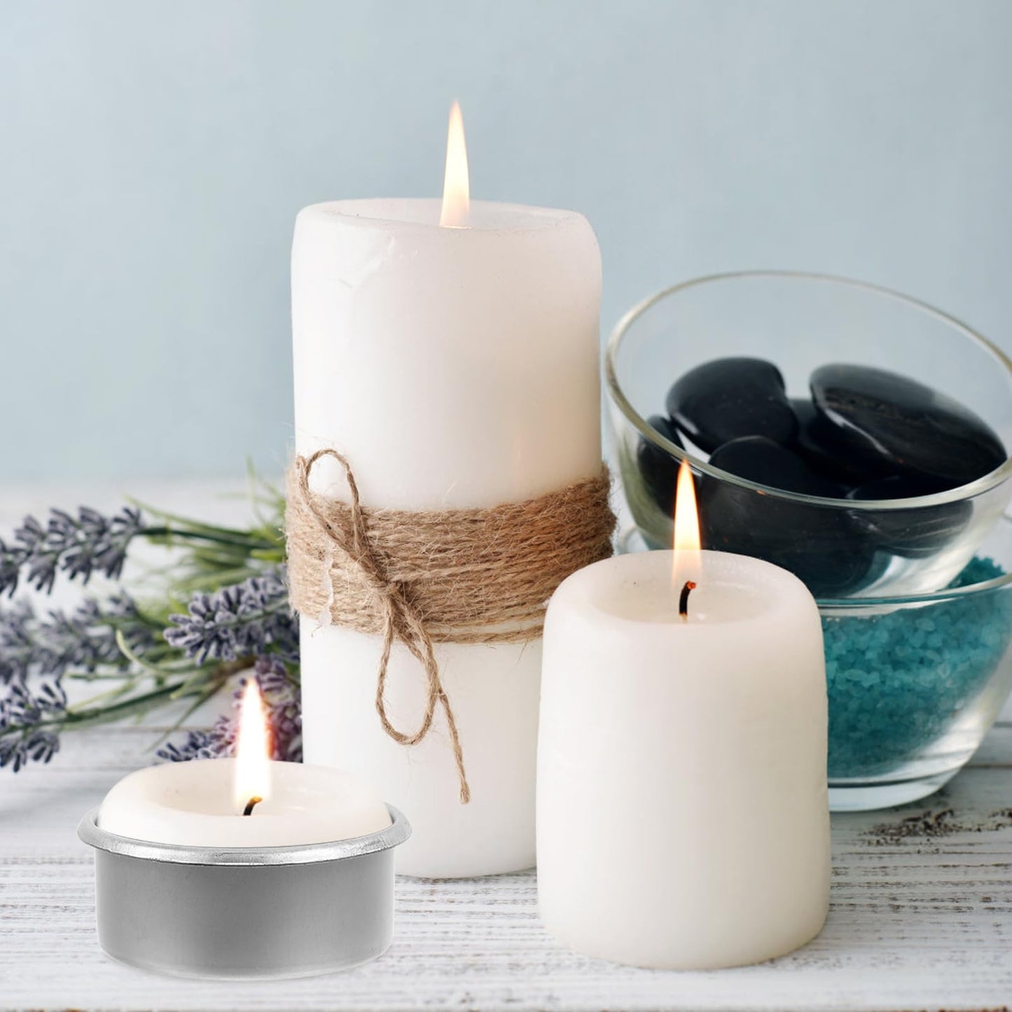 Cabilock Candle Tins 20pcs Tea Light Tins Cups Candle Holders Decorative Metal Tea Light Case Metal Can Containers Scented Candle Cup Candleholder for Christmas Weddings Parties Dinner Decor